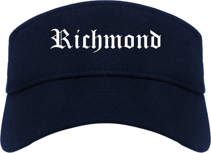 Richmond Texas TX Old English Mens Visor Cap Hat Navy Blue