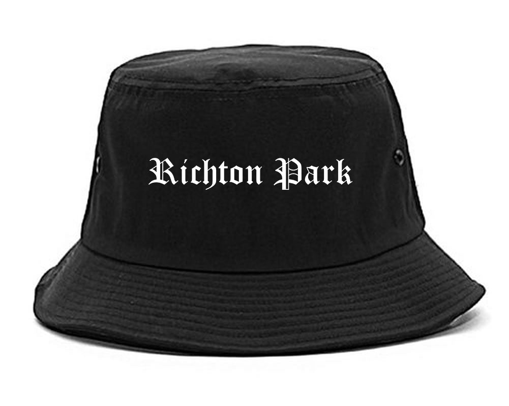 Richton Park Illinois IL Old English Mens Bucket Hat Black