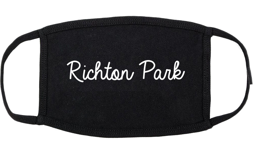 Richton Park Illinois IL Script Cotton Face Mask Black