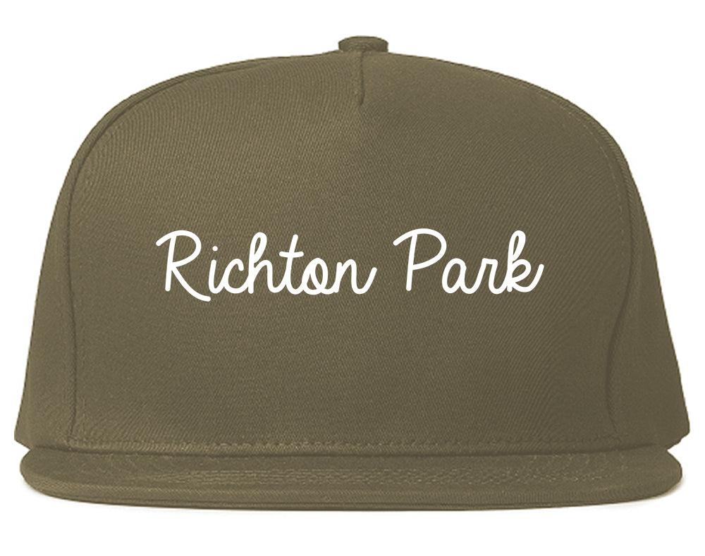 Richton Park Illinois IL Script Mens Snapback Hat Grey