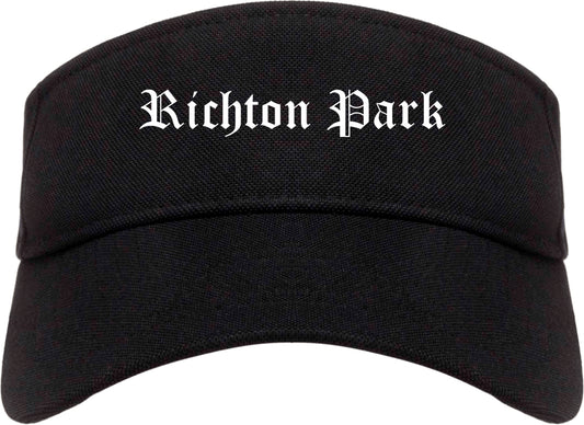 Richton Park Illinois IL Old English Mens Visor Cap Hat Black