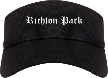 Richton Park Illinois IL Old English Mens Visor Cap Hat Black