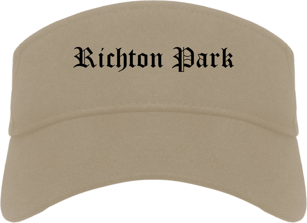 Richton Park Illinois IL Old English Mens Visor Cap Hat Khaki