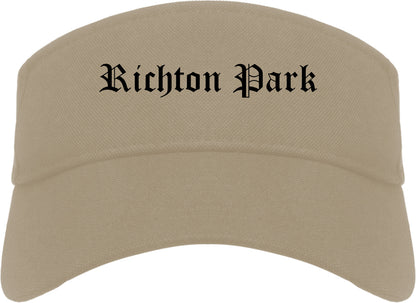Richton Park Illinois IL Old English Mens Visor Cap Hat Khaki