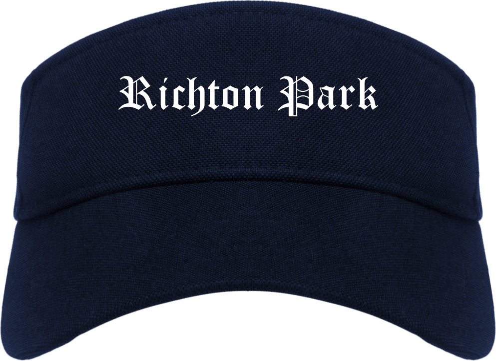 Richton Park Illinois IL Old English Mens Visor Cap Hat Navy Blue