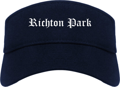 Richton Park Illinois IL Old English Mens Visor Cap Hat Navy Blue