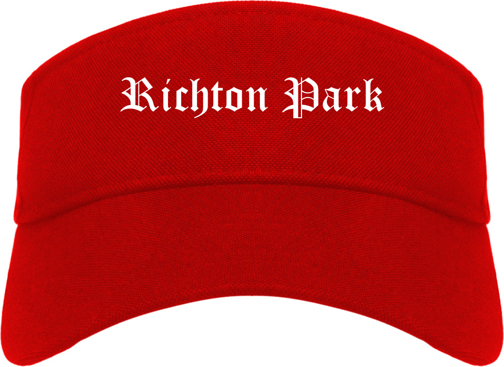 Richton Park Illinois IL Old English Mens Visor Cap Hat Red