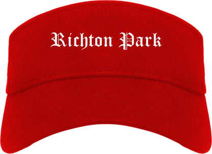 Richton Park Illinois IL Old English Mens Visor Cap Hat Red