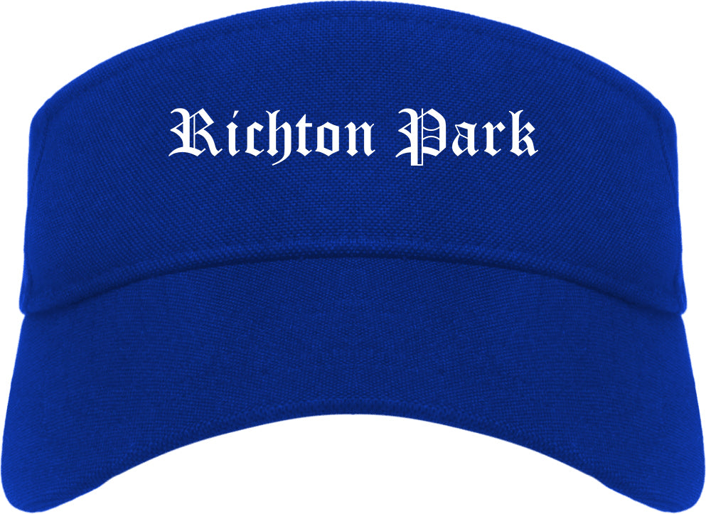 Richton Park Illinois IL Old English Mens Visor Cap Hat Royal Blue