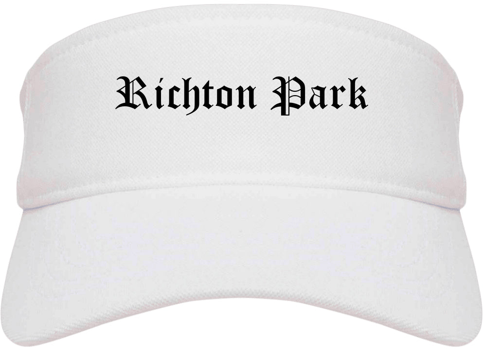 Richton Park Illinois IL Old English Mens Visor Cap Hat White