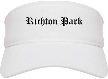 Richton Park Illinois IL Old English Mens Visor Cap Hat White