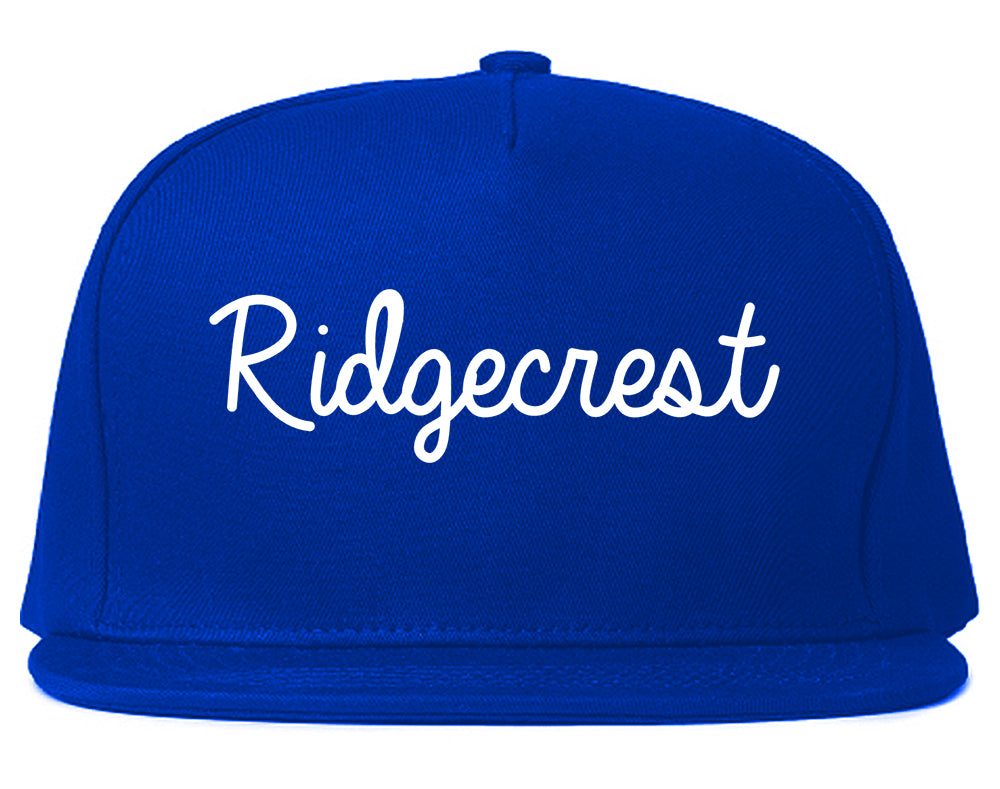 Ridgecrest California CA Script Mens Snapback Hat Royal Blue