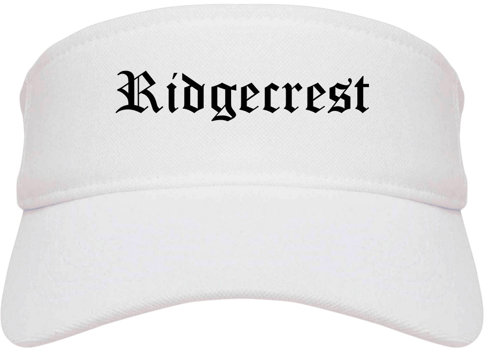 Ridgecrest California CA Old English Mens Visor Cap Hat White