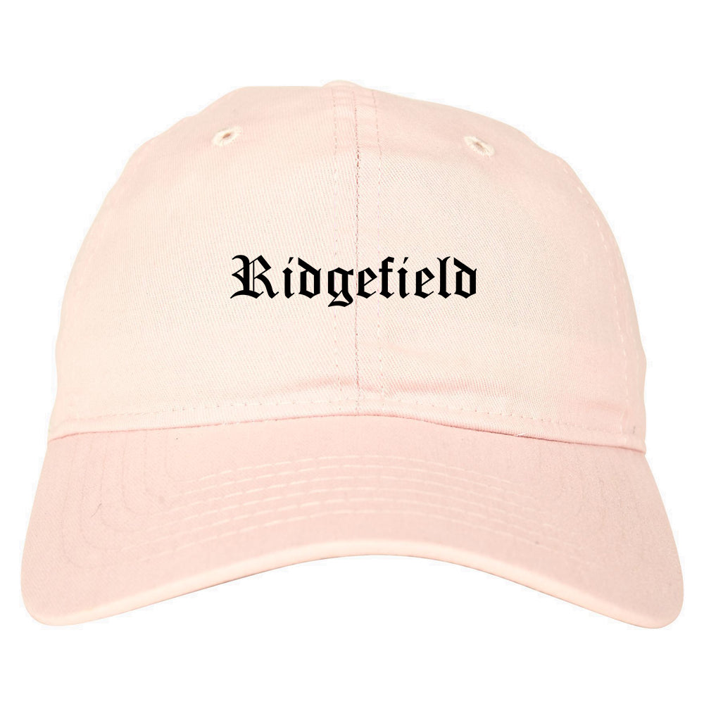 Ridgefield New Jersey NJ Old English Mens Dad Hat Baseball Cap Pink