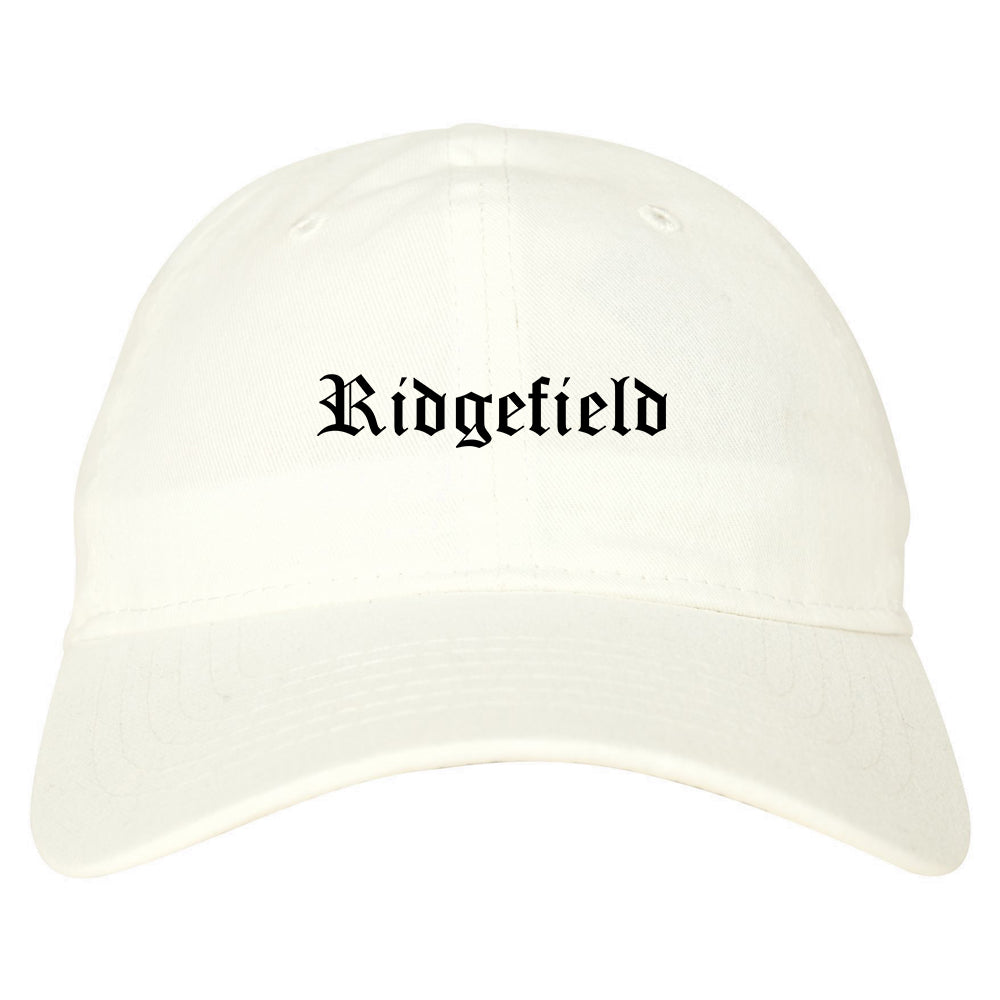 Ridgefield New Jersey NJ Old English Mens Dad Hat Baseball Cap White