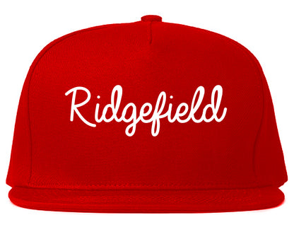 Ridgefield New Jersey NJ Script Mens Snapback Hat Red