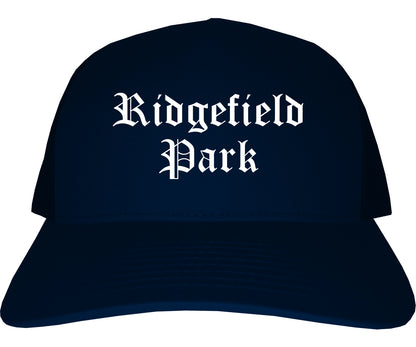 Ridgefield Park New Jersey NJ Old English Mens Trucker Hat Cap Navy Blue