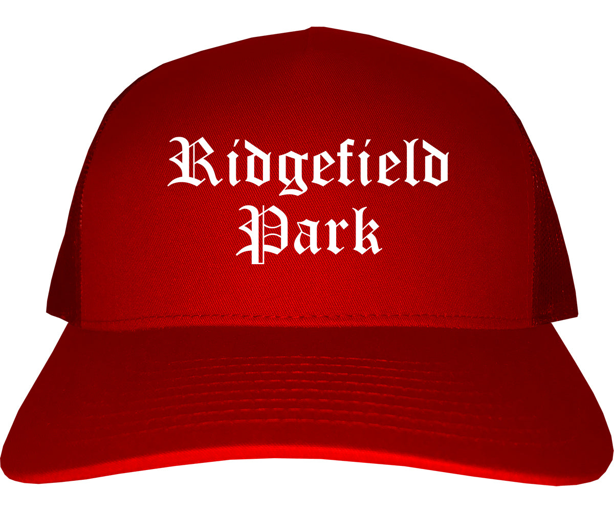 Ridgefield Park New Jersey NJ Old English Mens Trucker Hat Cap Red