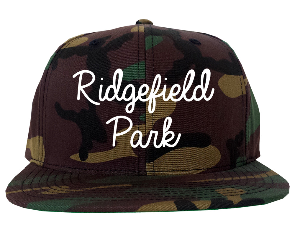 Ridgefield Park New Jersey NJ Script Mens Snapback Hat Army Camo