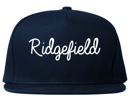 Ridgefield Washington WA Script Mens Snapback Hat Navy Blue