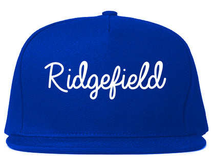 Ridgefield Washington WA Script Mens Snapback Hat Royal Blue