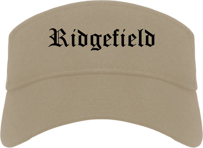 Ridgefield Washington WA Old English Mens Visor Cap Hat Khaki