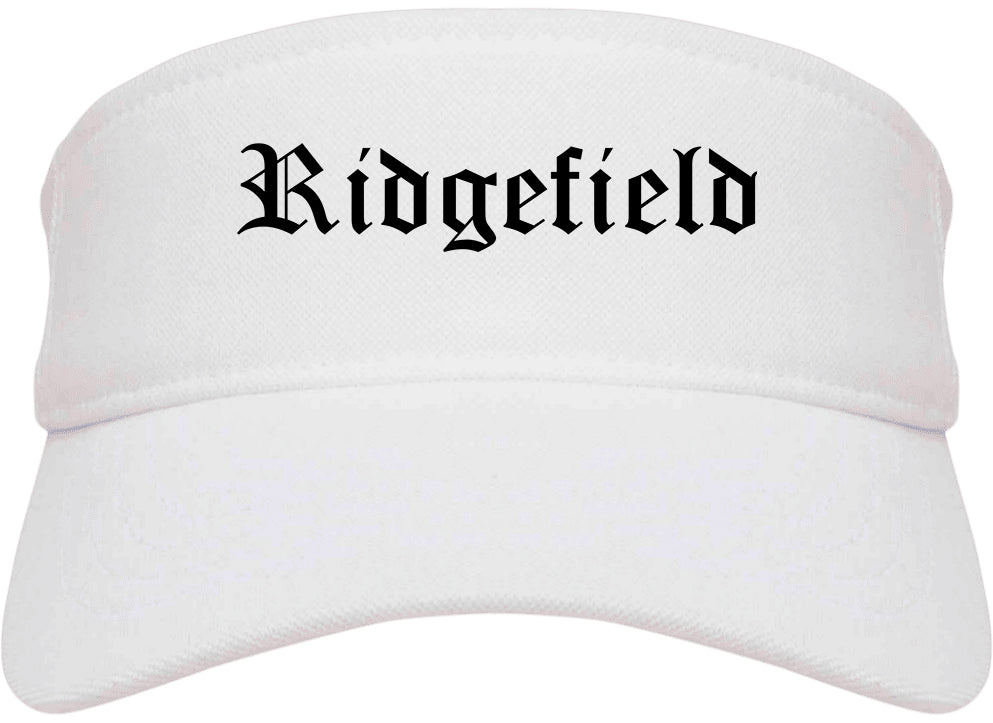Ridgefield Washington WA Old English Mens Visor Cap Hat White