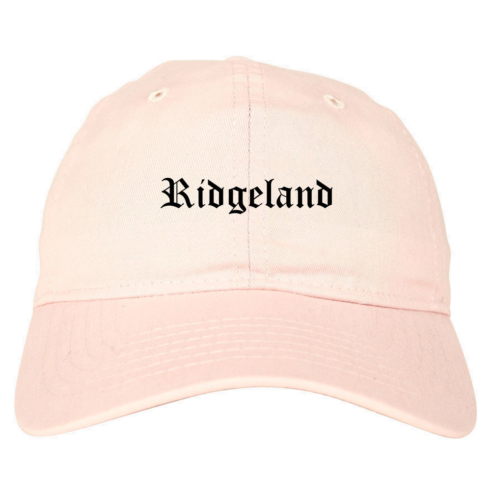 Ridgeland Mississippi MS Old English Mens Dad Hat Baseball Cap Pink