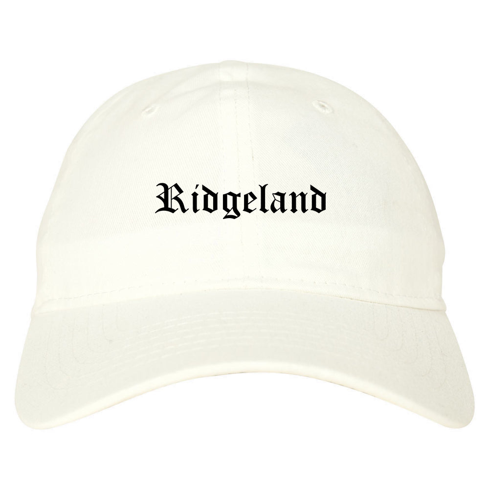 Ridgeland Mississippi MS Old English Mens Dad Hat Baseball Cap White