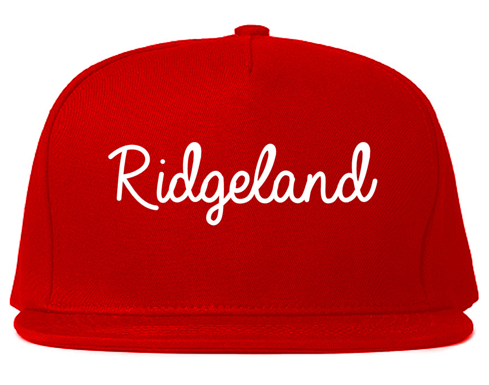 Ridgeland Mississippi MS Script Mens Snapback Hat Red