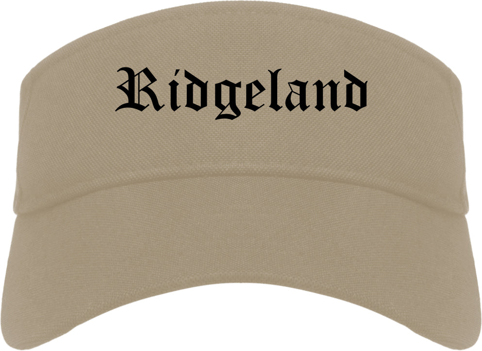 Ridgeland Mississippi MS Old English Mens Visor Cap Hat Khaki