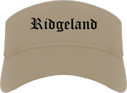 Ridgeland Mississippi MS Old English Mens Visor Cap Hat Khaki