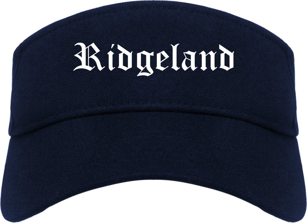 Ridgeland Mississippi MS Old English Mens Visor Cap Hat Navy Blue