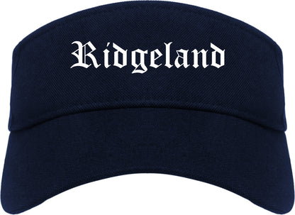 Ridgeland Mississippi MS Old English Mens Visor Cap Hat Navy Blue