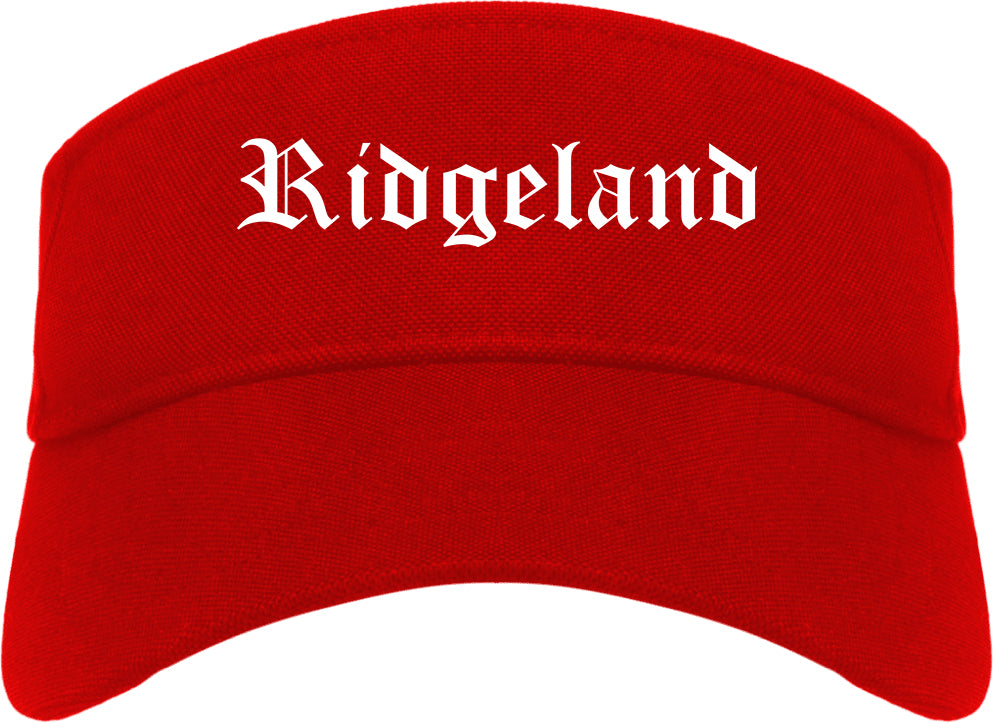 Ridgeland Mississippi MS Old English Mens Visor Cap Hat Red