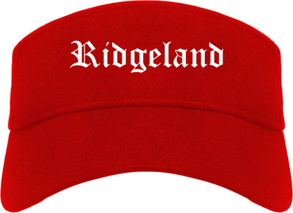 Ridgeland Mississippi MS Old English Mens Visor Cap Hat Red