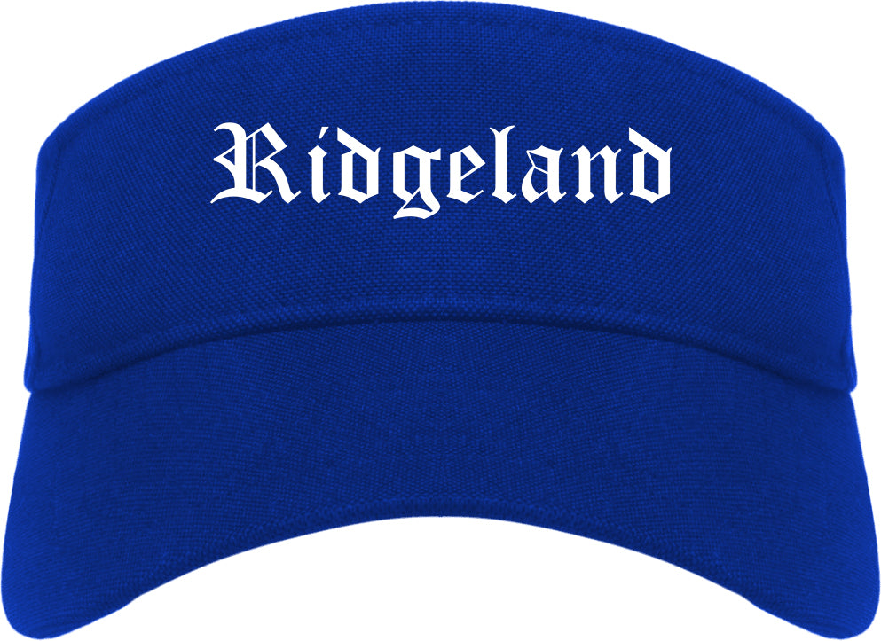 Ridgeland Mississippi MS Old English Mens Visor Cap Hat Royal Blue