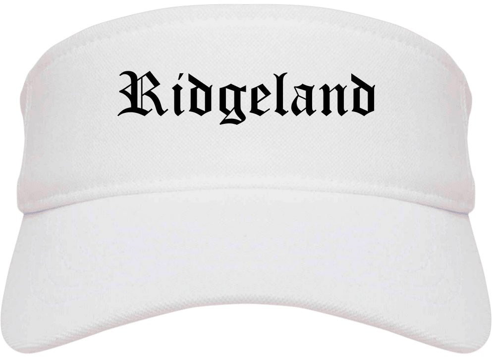 Ridgeland Mississippi MS Old English Mens Visor Cap Hat White