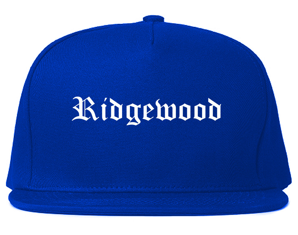 Ridgewood New Jersey NJ Old English Mens Snapback Hat Royal Blue