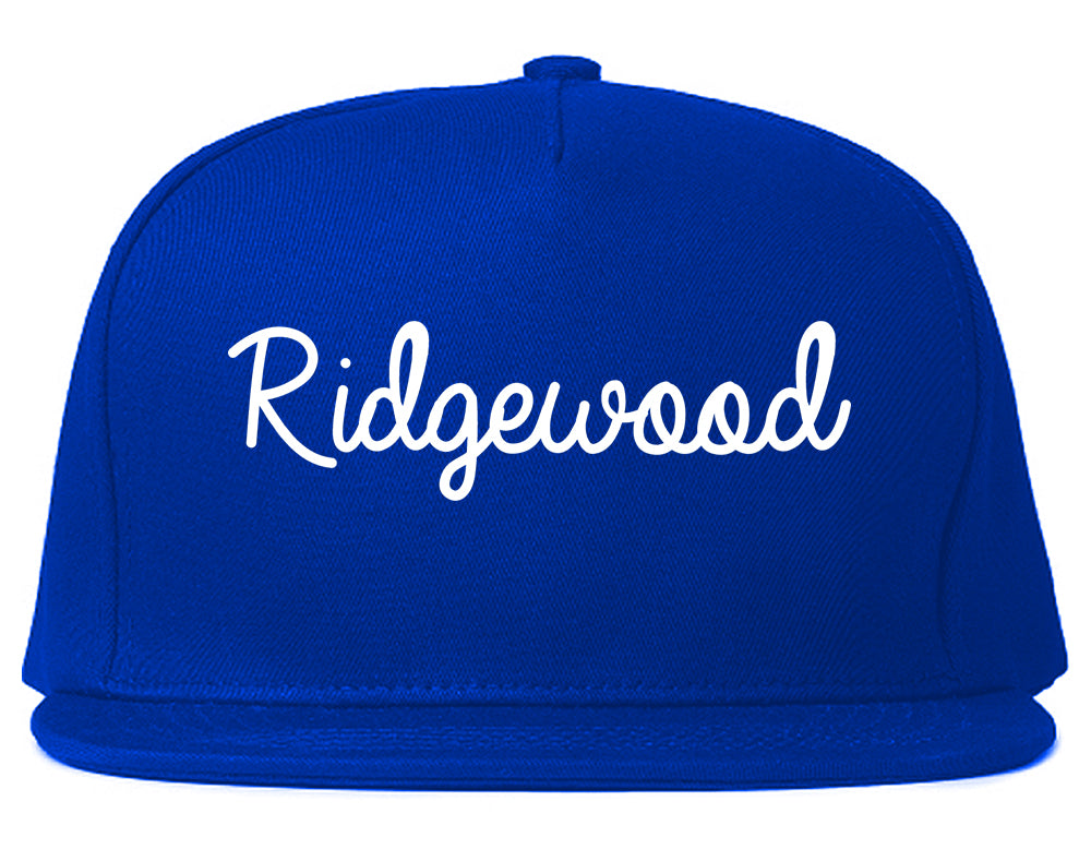 Ridgewood New Jersey NJ Script Mens Snapback Hat Royal Blue
