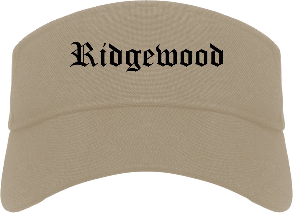 Ridgewood New Jersey NJ Old English Mens Visor Cap Hat Khaki