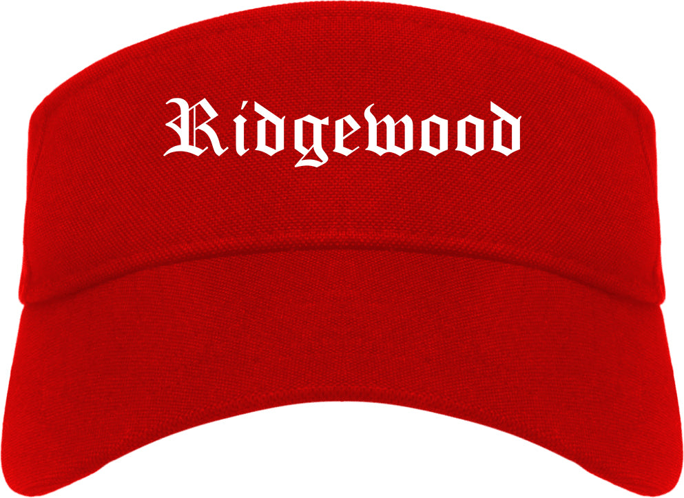 Ridgewood New Jersey NJ Old English Mens Visor Cap Hat Red