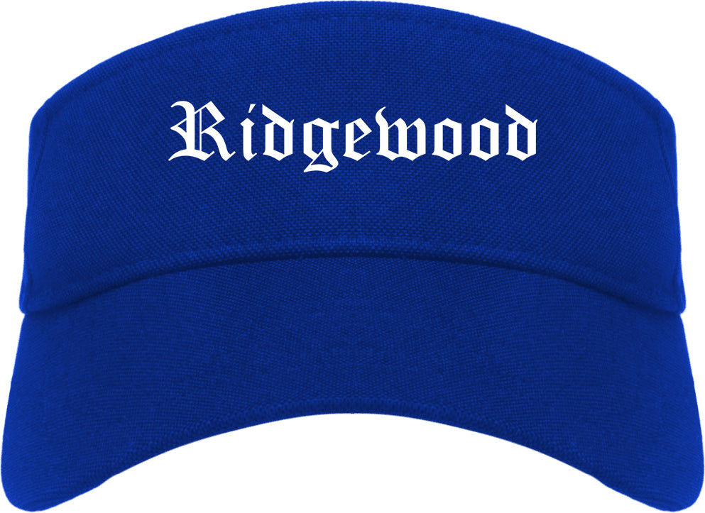 Ridgewood New Jersey NJ Old English Mens Visor Cap Hat Royal Blue