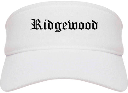 Ridgewood New Jersey NJ Old English Mens Visor Cap Hat White