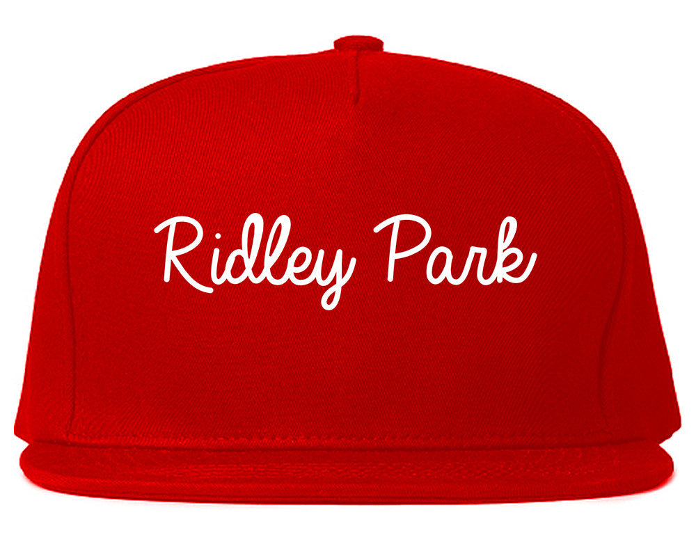 Ridley Park Pennsylvania PA Script Mens Snapback Hat Red