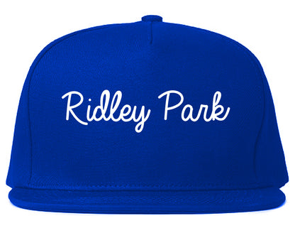 Ridley Park Pennsylvania PA Script Mens Snapback Hat Royal Blue