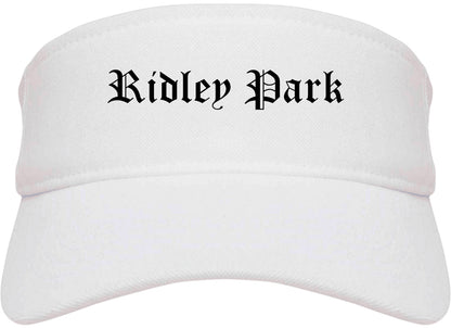 Ridley Park Pennsylvania PA Old English Mens Visor Cap Hat White