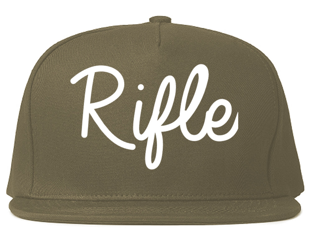 Rifle Colorado CO Script Mens Snapback Hat Grey