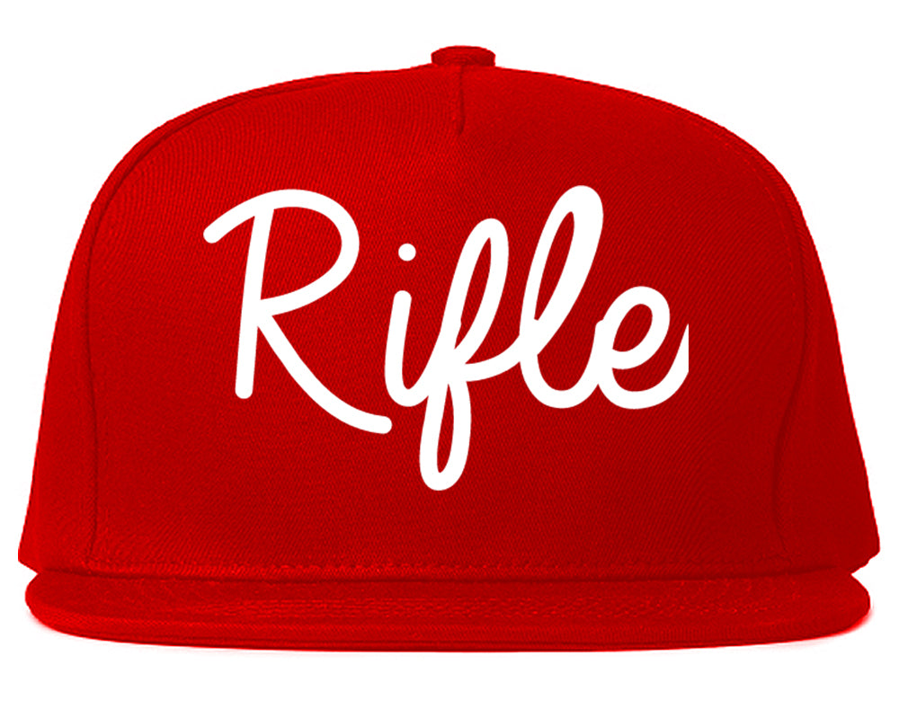 Rifle Colorado CO Script Mens Snapback Hat Red