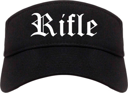 Rifle Colorado CO Old English Mens Visor Cap Hat Black